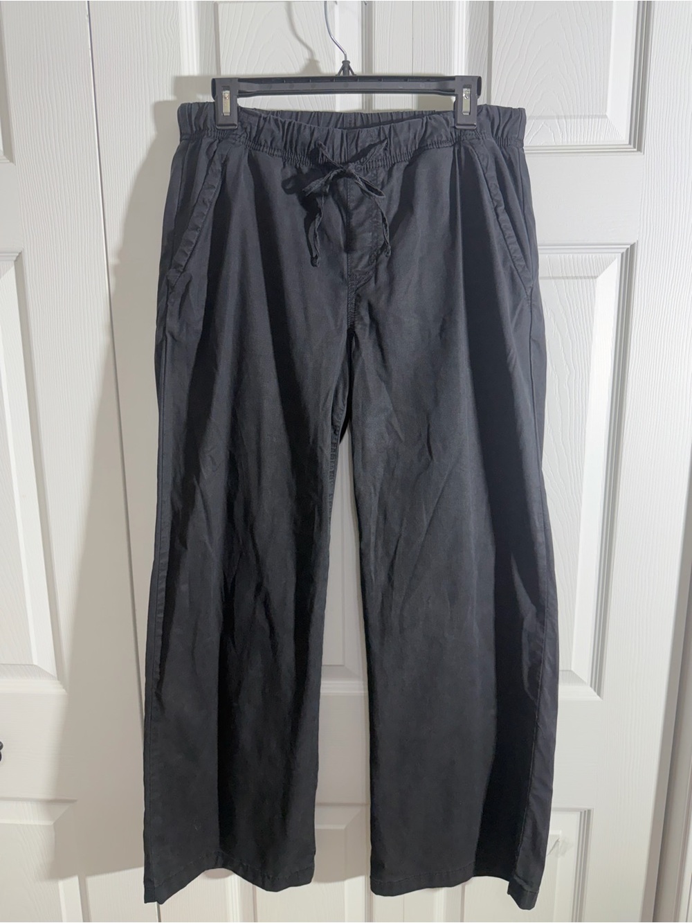 American Eagle Mid-Rise Wide-Leg Black Onyx Wide Leg Drawstring Pants Small NWOT
